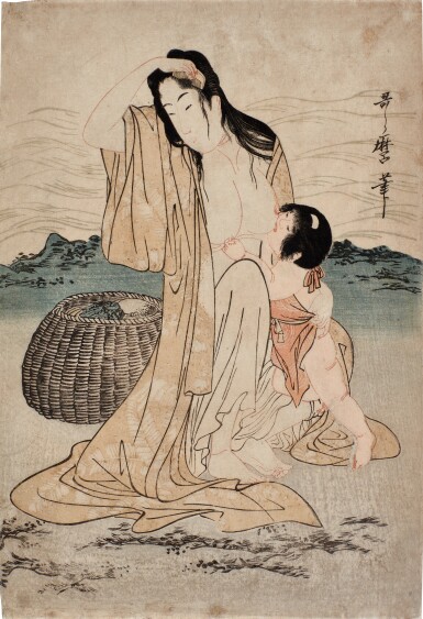 View full screen - View 1 of Lot 435. Kitagawa Utamaro (1754-1806) | Abalone diver | Edo period, late 18th century .
