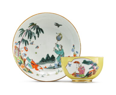 View full screen - View 1 of Lot 304. A MEISSEN YELLOW-GROUND TEABOWL AND SAUCER, CIRCA 1735-40.