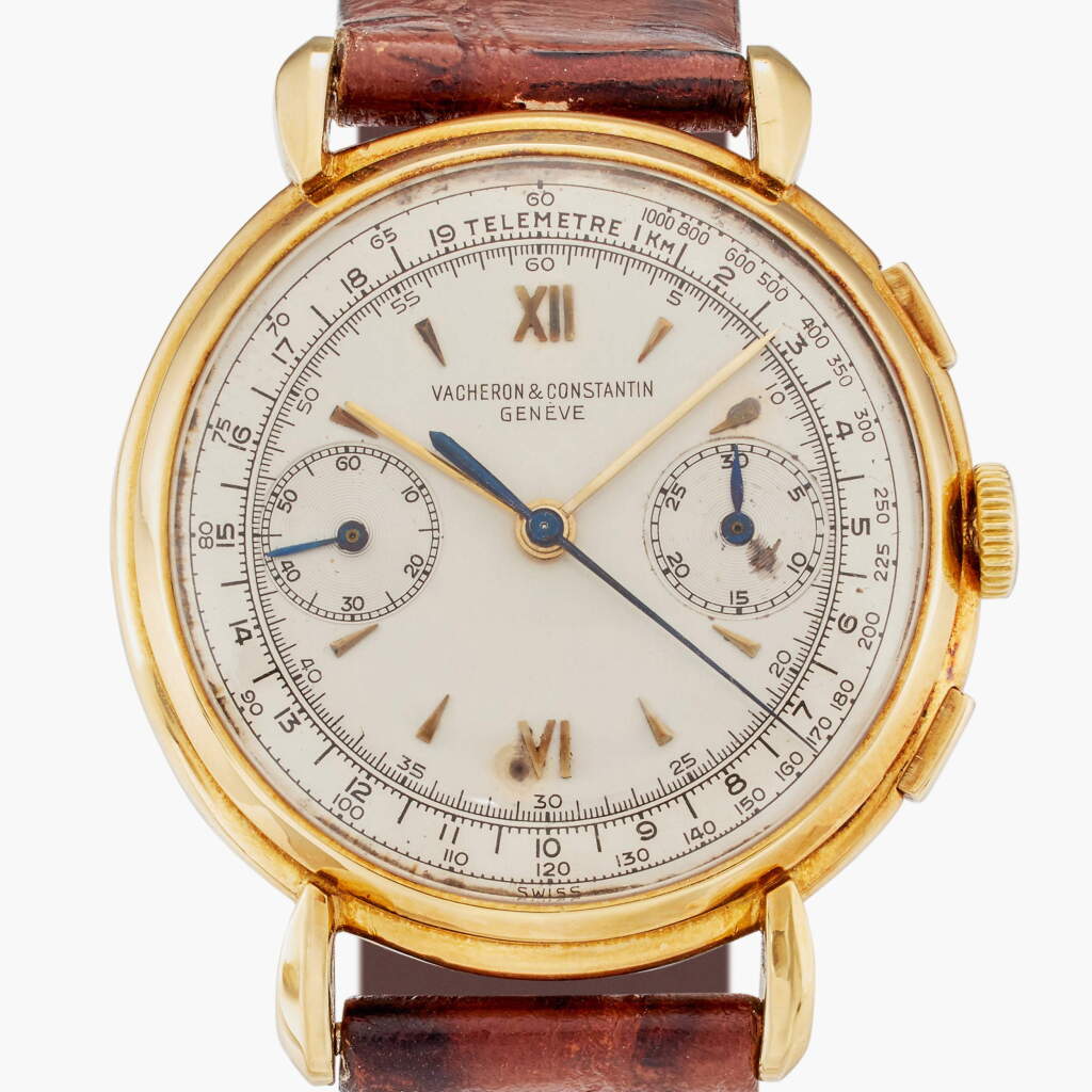 View full screen - View 1 of Lot 338. Reference 4178 | A yellow gold chronograph wristwatch, Circa 1950.