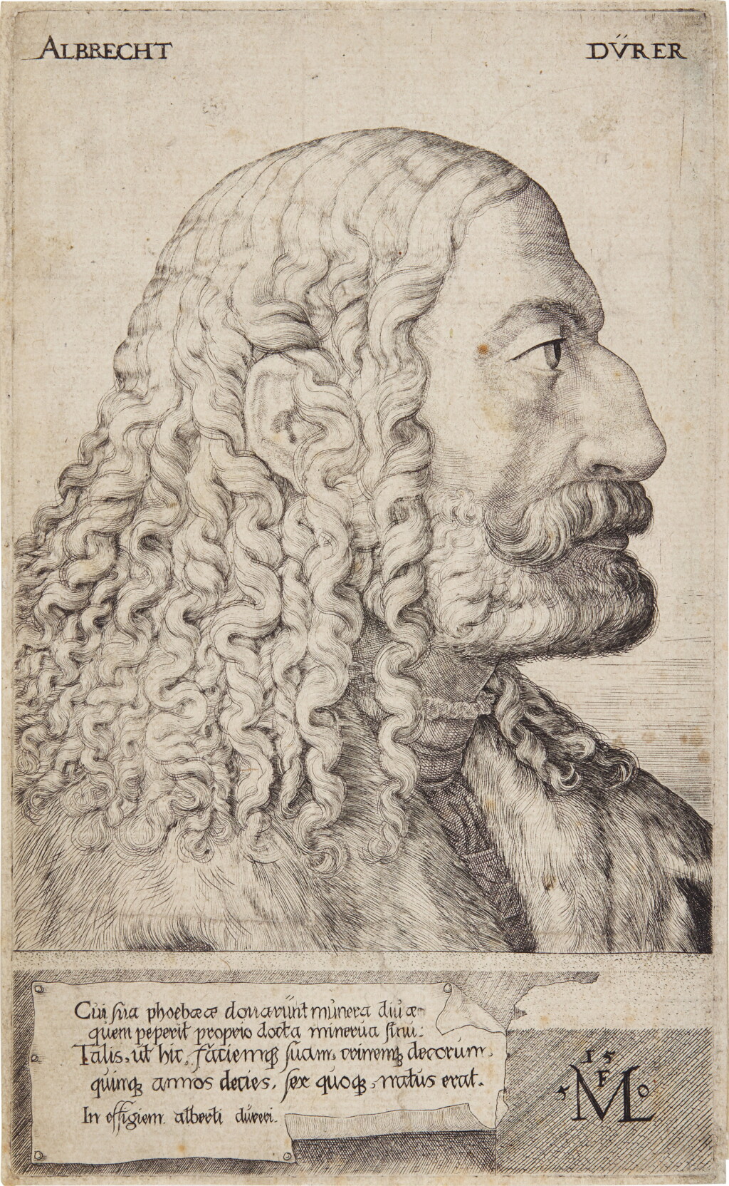 View full screen - View 1 of Lot 19. Portrait of Albrecht Dürer (Bartsch 10; Hollstein 21).