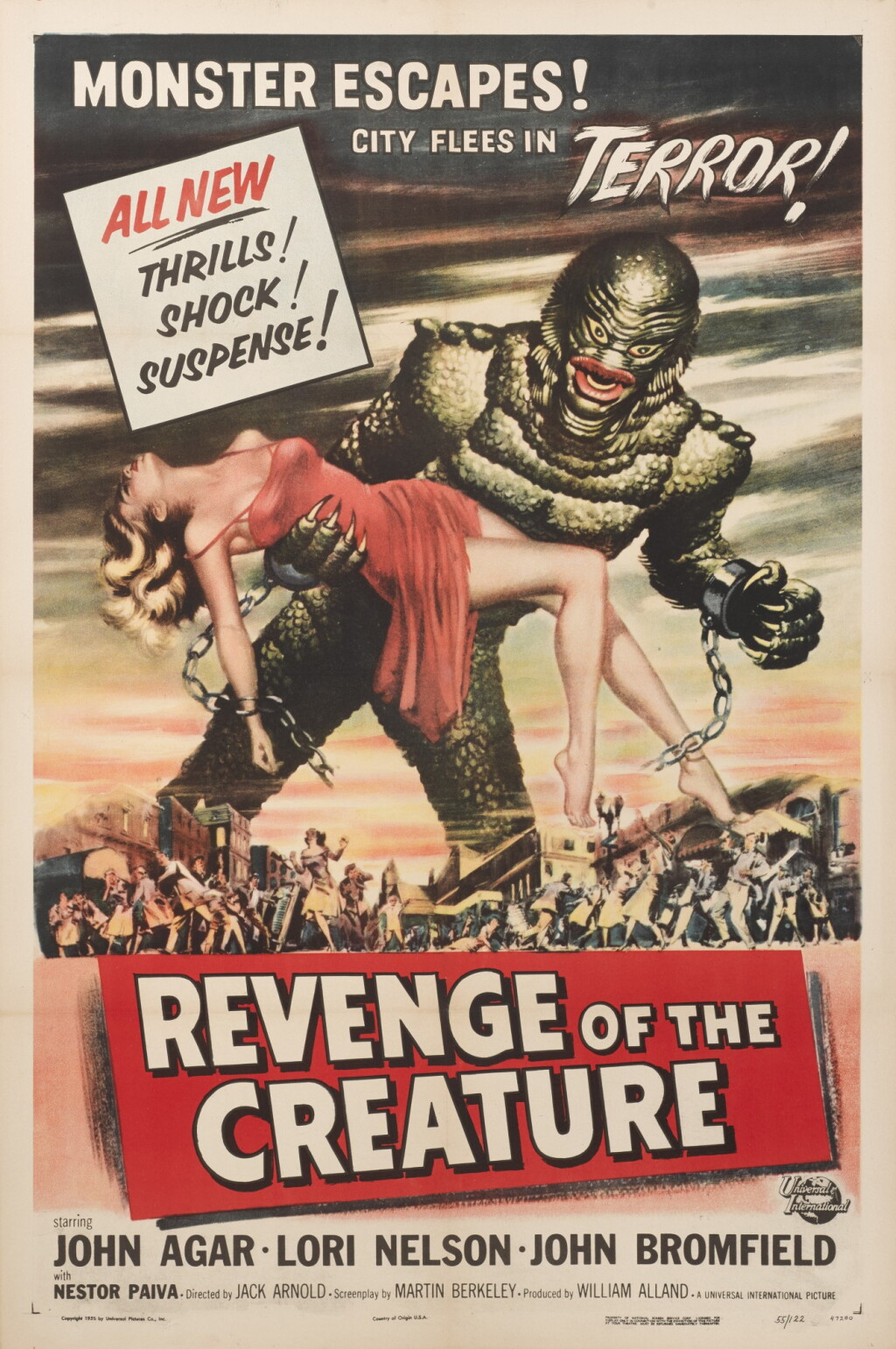 View full screen - View 1 of Lot 19. Revenge of the Creature (1955), poster, US.