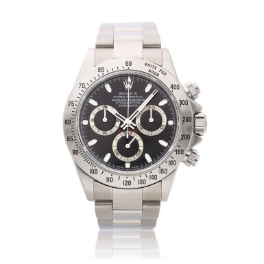 View full screen - View 1 of Lot 327. Reference 116520 Daytona | A stainless steel chronograph wristwatch with bracelet, Circa 2003.