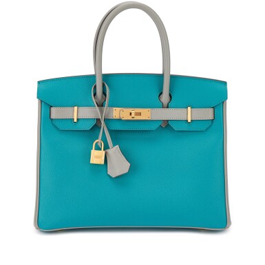 View full screen - View 1 of Lot 593. Vert Verone and Gris Mouette Epsom HSS Birkin 30 Brushed Gold Hardware, 2017.