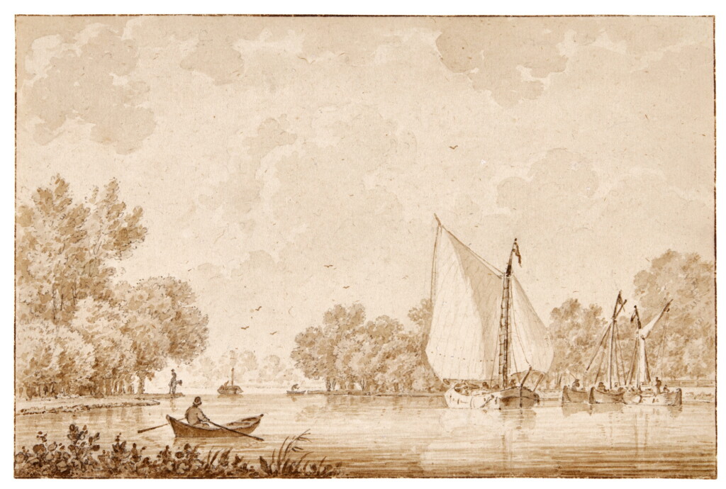View full screen - View 1 of Lot 334. Sailing boats and rowboats on the Vecht.