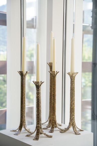 View full screen - View 1 of Lot 14. Set of 5 Bougeoir Ekorce Candlesticks.