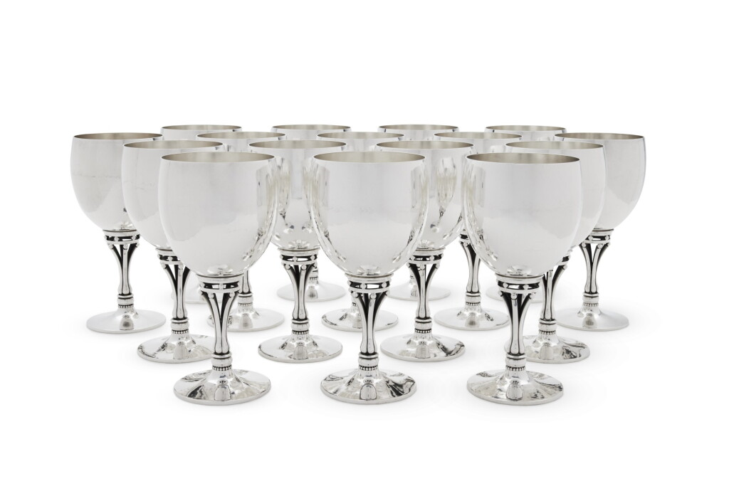 View full screen - View 1 of Lot 41. A set of sixteen Danish silver goblets, No. 532C, Georg Jensen Silversmithy, Copenhagen, circa 1945-77.