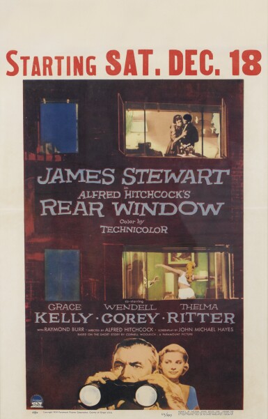 View full screen - View 1 of Lot 78. Rear Window (1954) poster, US.