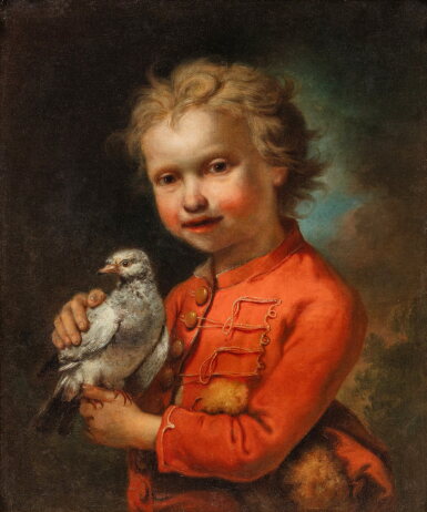 View full screen - View 1 of Lot 768. Portrait of a young boy with a bird, previously said to be Goethe as a child.