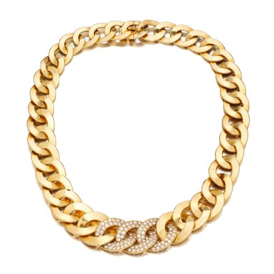 View full screen - View 1 of Lot 213. Gold and Diamond 'Olympia' Necklace, France.