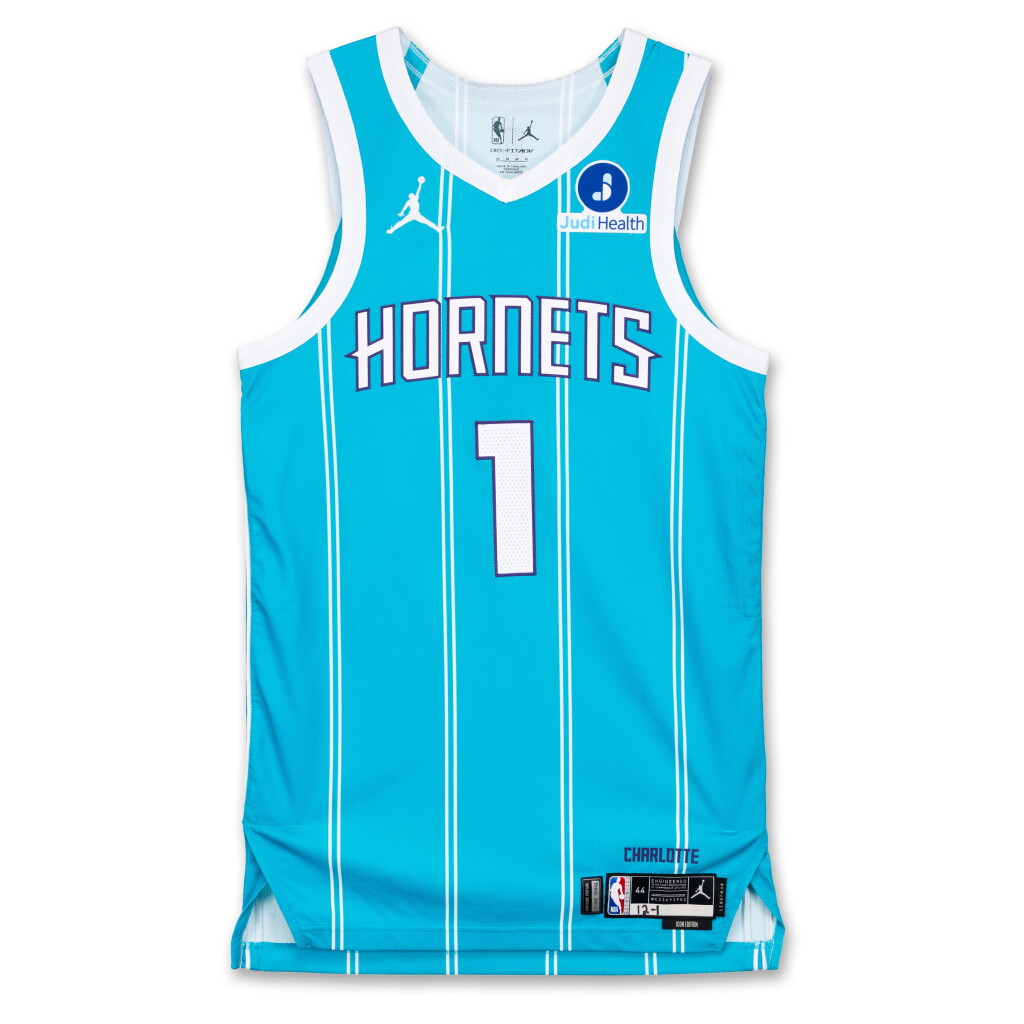 View full screen - View 1 of Lot 13. LaMelo Ball Charlotte Hornets 2025-2026 Game Worn Icon Edition Jersey | Double-Double.