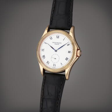 View full screen - View 1 of Lot 77. Reference 5115R-001 Calatrava | A pink gold wristwatch with enamel dial, Circa 2005.