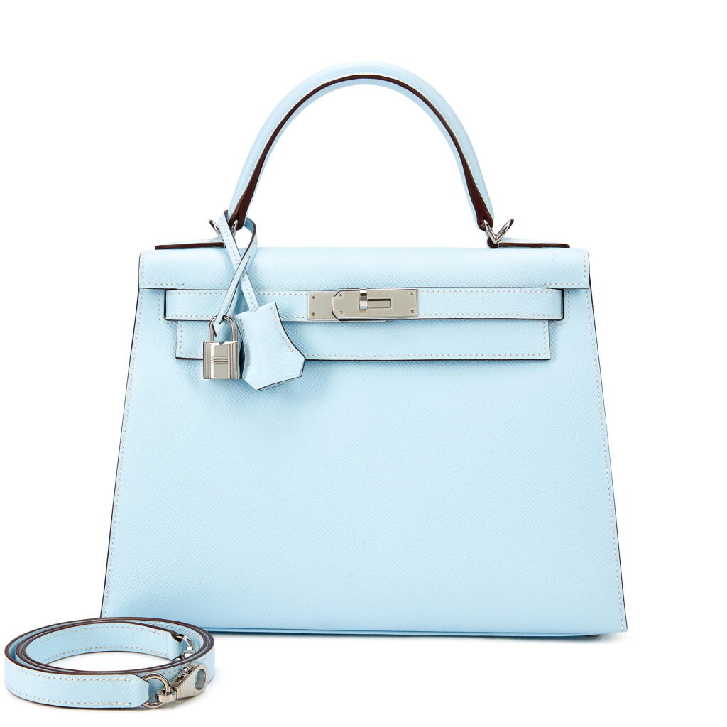 View full screen - View 1 of Lot 5515. Bleu Brume Epsom Kelly 28 Sellier Palladium Hardware, 2021.