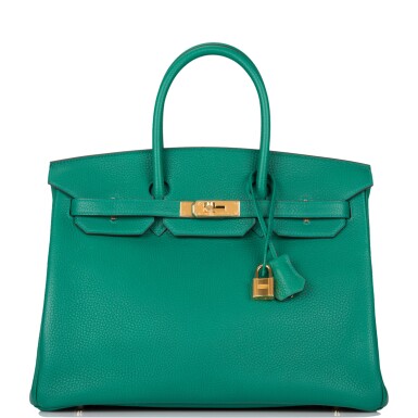 View full screen - View 1 of Lot 103. Vert Vertigo Clemence Leather Birkin 35 Gold Hardware, 2018.