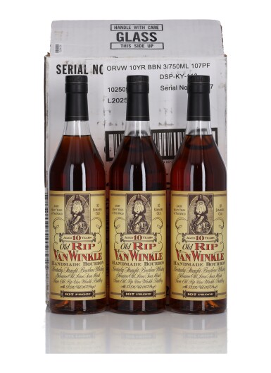 View full screen - View 1 of Lot 81. Old Rip Van Winkle 10 Year Old 107 Proof NV (3 Bottles 75cl).