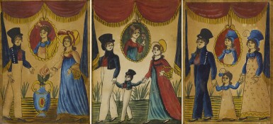 View full screen - View 1 of Lot 1648. Group of Three Schwenkfelder Fraktur Family Portraits.