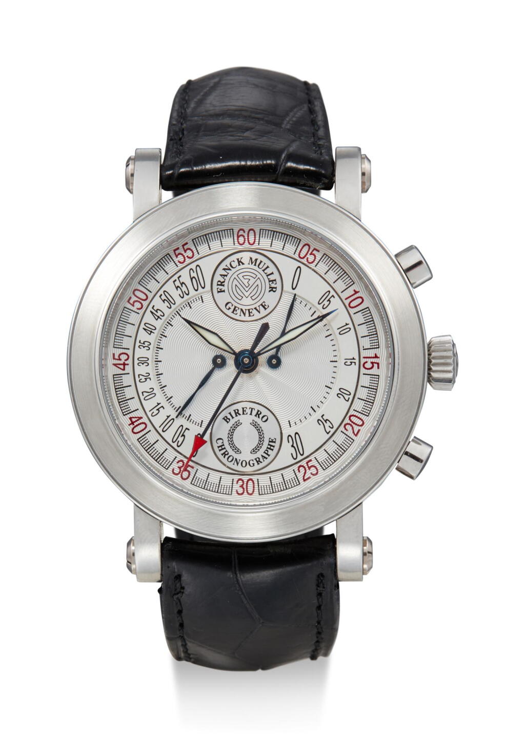 View full screen - View 1 of Lot 8024. FRANCK MULLER | BIRETRO CHRONOGRAPHE, REFERENCE 7000 CC B, A STAINLESS STEEL CHRONOGRAPH WRISTWATCH WITH BI-RETROGRADE SECOND AND 30 MINUTE REGISTER, CIRCA 2000.