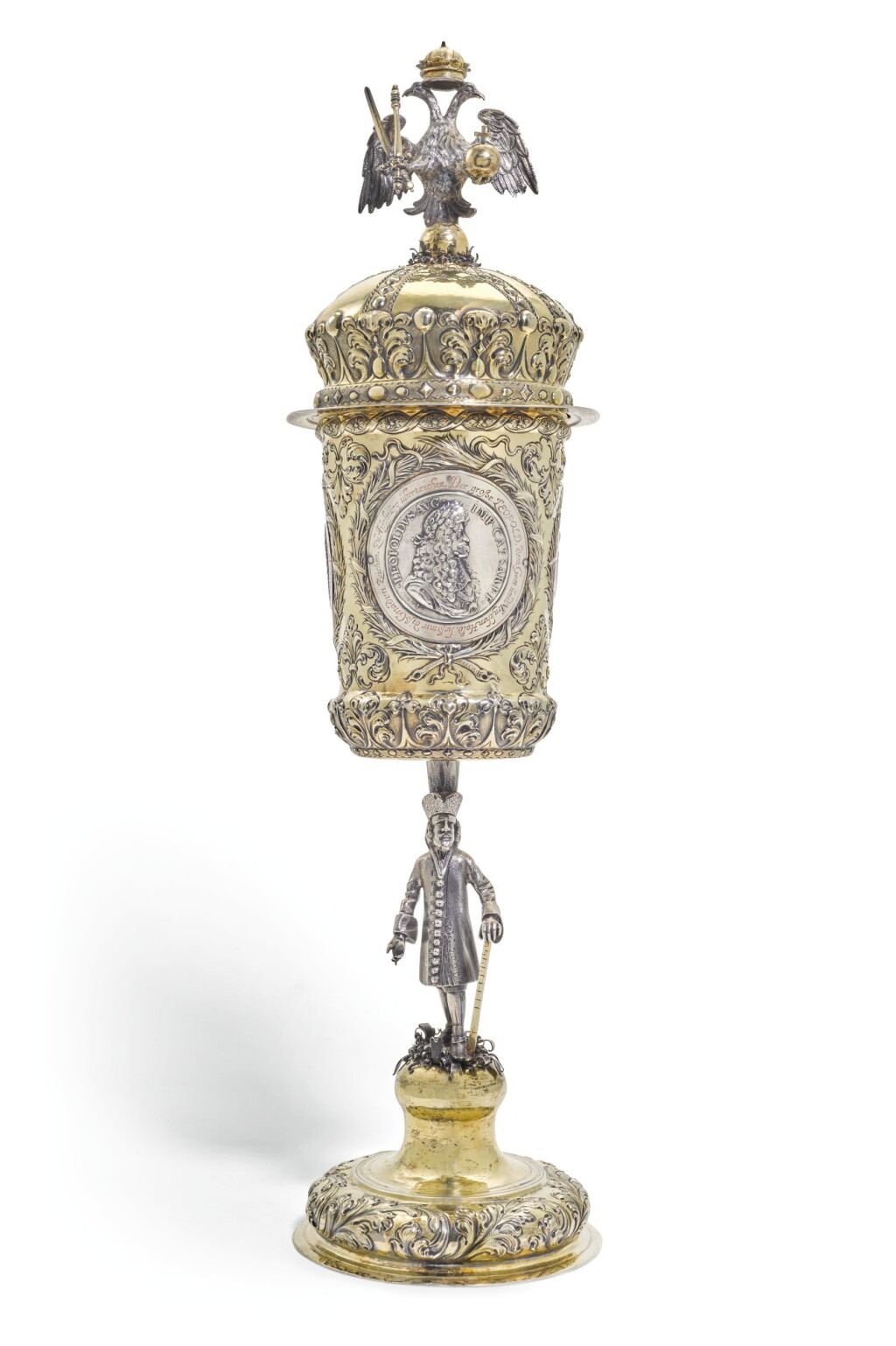 View full screen - View 1 of Lot 21. An Imperial Presentation German parcel-gilt silver cup and cover, Georg Winkler, Augsburg, 1690.