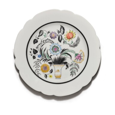 View full screen - View 1 of Lot 587. Flowers and a vase: a Soviet porcelain decorative plate, after a design by Kobiletska, Lomonosov Porcelain Factory, Leningrad, 1921.