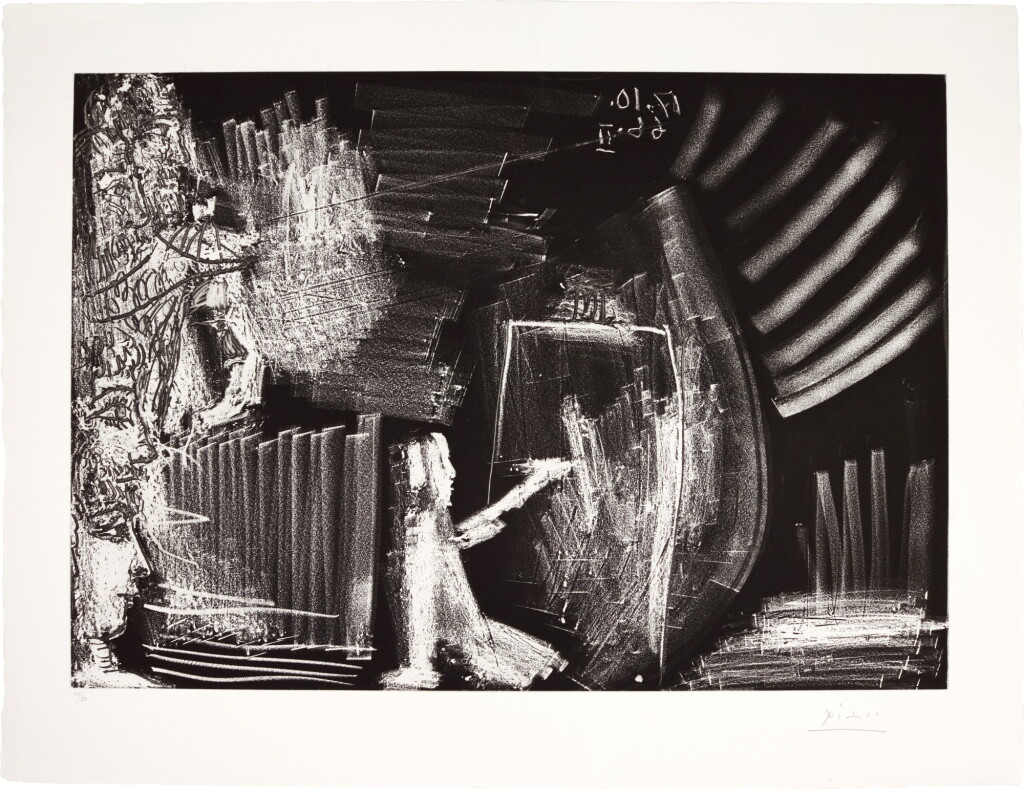 View full screen - View 1 of Lot 210. PABLO PICASSO | PEINTRE AGENOUILLÉ AVEC DES SPECTATEURS (B. 1380; BA. 1402).