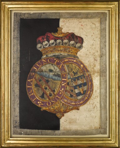 View full screen - View 1 of Lot 27. A fine painted silk hatchment from the State Funeral Carriage of Vice-Admiral Viscount Nelson, 1805.