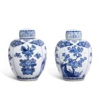 A pair of blue and white ‘hundred antiques’ ginger jars and covers, Qing dynasty, Kangxi period | 清康熙 青花博古花卉圖連蓋罐一對