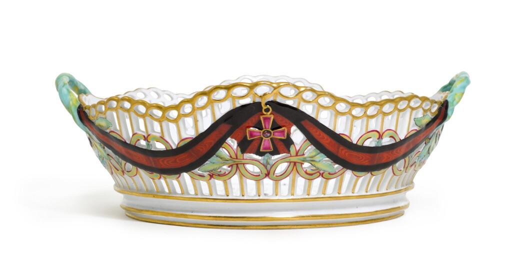 View full screen - View 1 of Lot 175. A PORCELAIN BASKET FROM THE SERVICE FOR THE IMPERIAL ORDER OF ST VLADIMIR, GARDNER PORCELAIN FACTORY, VERBILKI, LATE 18TH CENTURY.