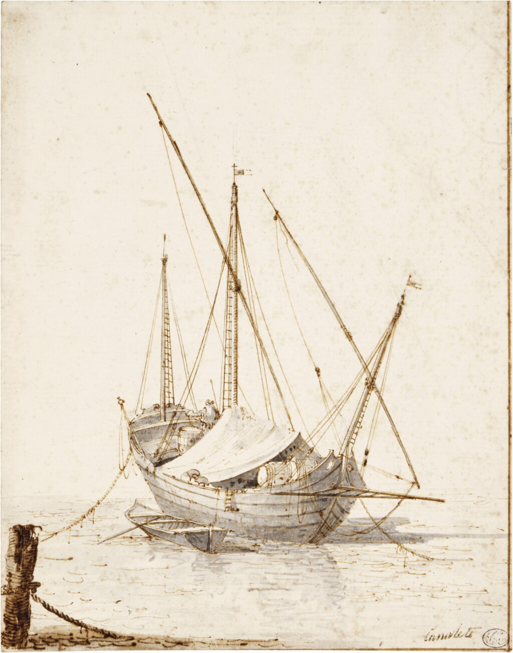 View full screen - View 1 of Lot 225. Study of a Merchant Vessel.