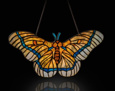 View full screen - View 1 of Lot 407. TIFFANY STUDIOS | "MOTH" LAMP SCREEN.