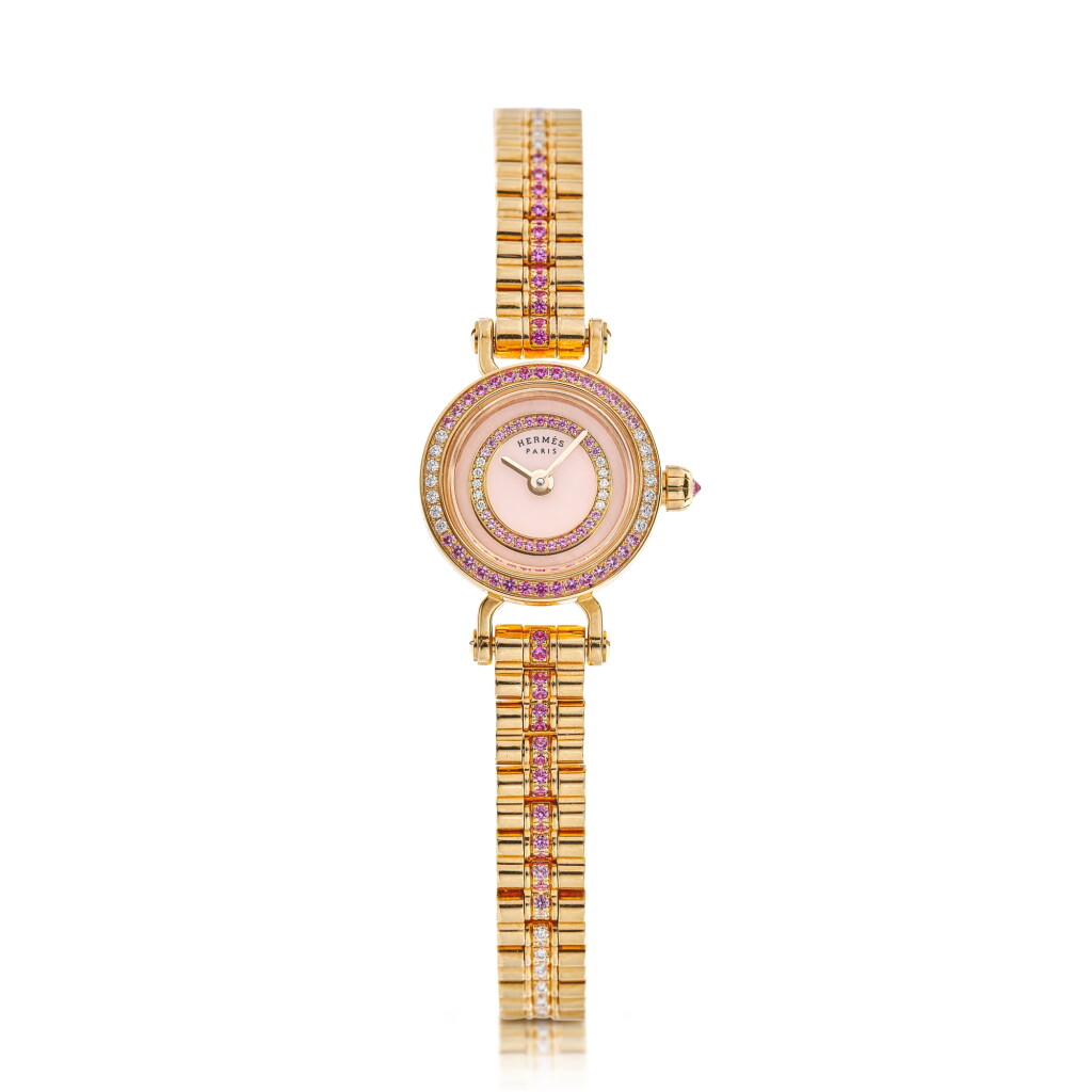 View full screen - View 1 of Lot 5707. Faubourg Reference FG4.174, a 18K rose gold quartz wristwatch with diamond and pink sapphire, Circa 2023.