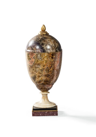 View full screen - View 1 of Lot 97. An amethyst ovoid vase, England, first half 19th century | Vase couvert ovoïde en améthyste, Angleterre, première moitié du XIXème siècle.