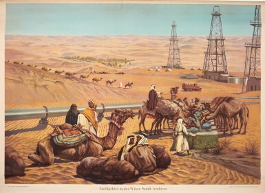 View full screen - View 1 of Lot 108. Saudi Arabia | Oil field in Saudi Arabia, large colour print, 1954.