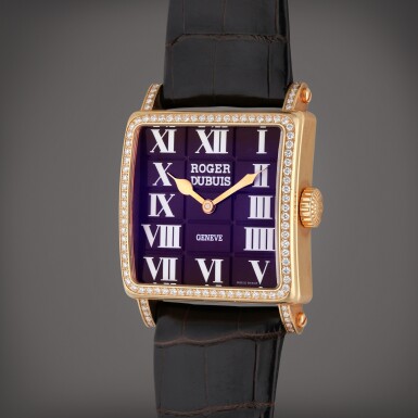 View full screen - View 1 of Lot 118. Golden Square | A limited edition pink gold and diamond-set square automatic wristwatch, Circa 2006.