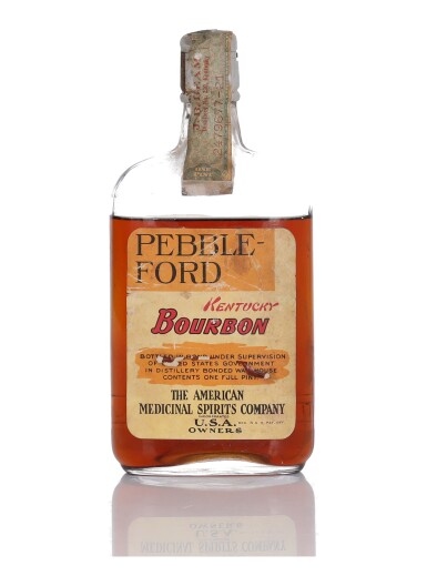 View full screen - View 1 of Lot 286. Pebble-Ford Bottled In Bond 100 Proof 1916 (1 Bottle Pint).