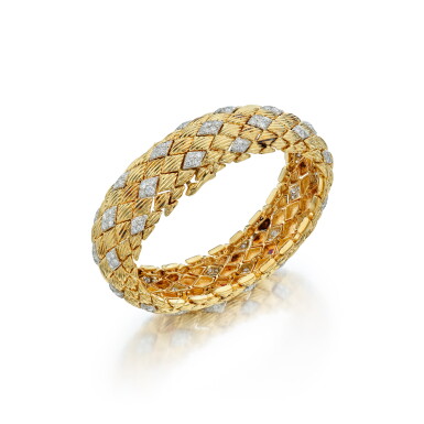 View full screen - View 1 of Lot 470. Gold and Diamond 'Asheville' Bracelet.