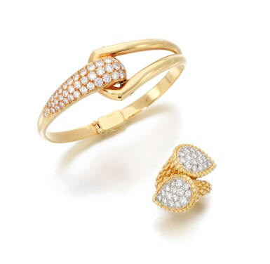 View full screen - View 1 of Lot 97. 'Serpent Bohème' diamond ring and diamond bracelet (Anello e bracciale in diamanti).