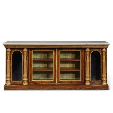 View full screen - View 1 of Lot 225. A Victorian Parcel-Gilt Rosewood Side Cabinet, 19th Century .