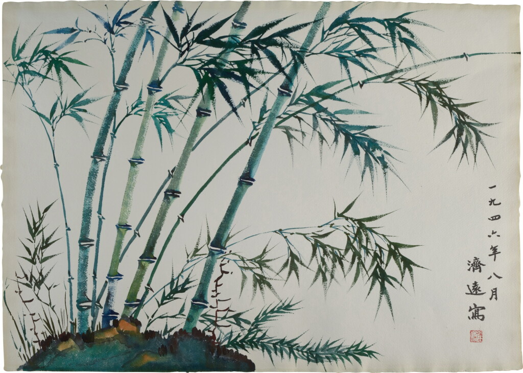 View full screen - View 1 of Lot 170. Wang Jiyuan, Green Bamboo, 1946, ink and colors on paper.