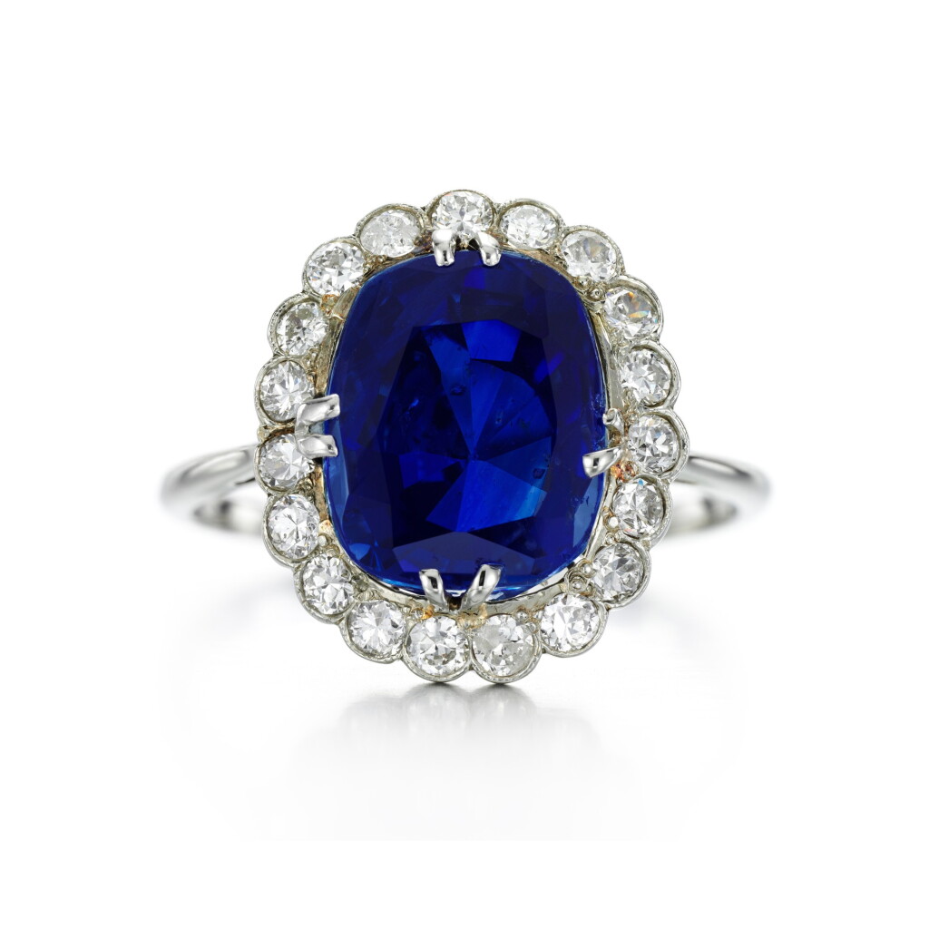 View full screen - View 1 of Lot 60. Sapphire and diamond ring, 1930s.