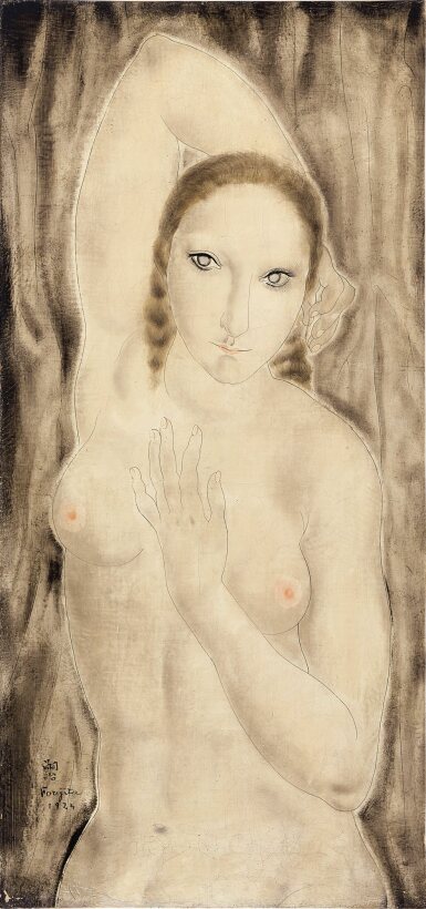 View full screen - View 1 of Lot 1035. Léonard Tsuguharu Foujita 藤田嗣治 | Buste de femme au bras levé 半身女子像.