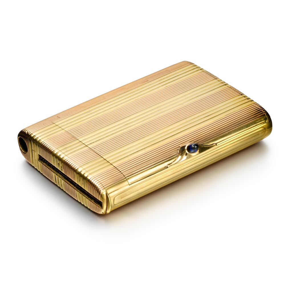View full screen - View 1 of Lot 1042. A jewelled two-color gold cigarette case, 20th century.