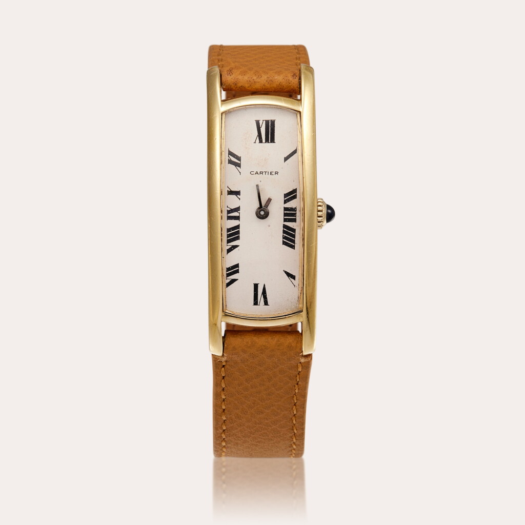 View full screen - View 1 of Lot 166. Tank Allongée | A yellow gold wristwatch | Circa 1970.