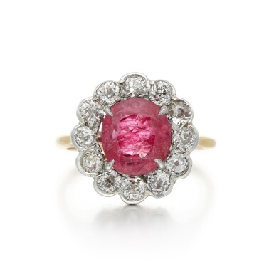 View full screen - View 1 of Lot 124. Ruby and diamond ring.