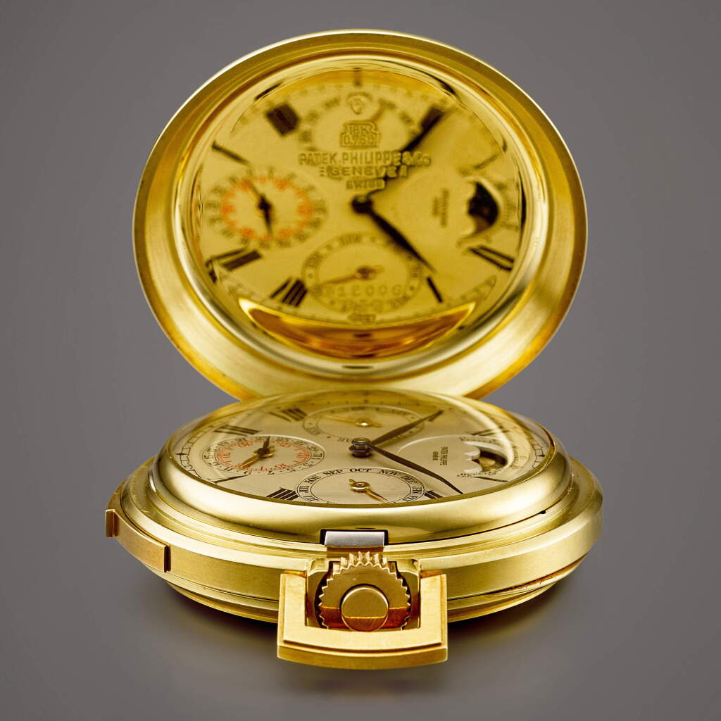 全萤幕检视 - 查看2028Reference 839 | A unique yellow gold minute repeating perpetual calendar hunting case watch with moon phases, Movement manufactured in 1874 and sold in 1875, Re-cased upon special request in 1962 | 百達翡麗 | 型號839 | 獨一無二黃金三問萬年曆獵殼懷錶,備月相顯示,機芯於1874年製及於1875年售,於1962年應特別要求安裝新錶殼的1