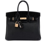Black Shiny Niloticus Crocodile and Novillo Touch Birkin 25 Gold Hardware, 2018