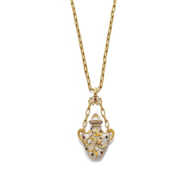 View full screen - View 1 of Lot 1941. Cazzaniga | Rudy, Sapphire and Diamond Pendent Necklace | Cazzaniga | 紅寶石 配 藍寶石 及 鑽石 吊墜項鍊.