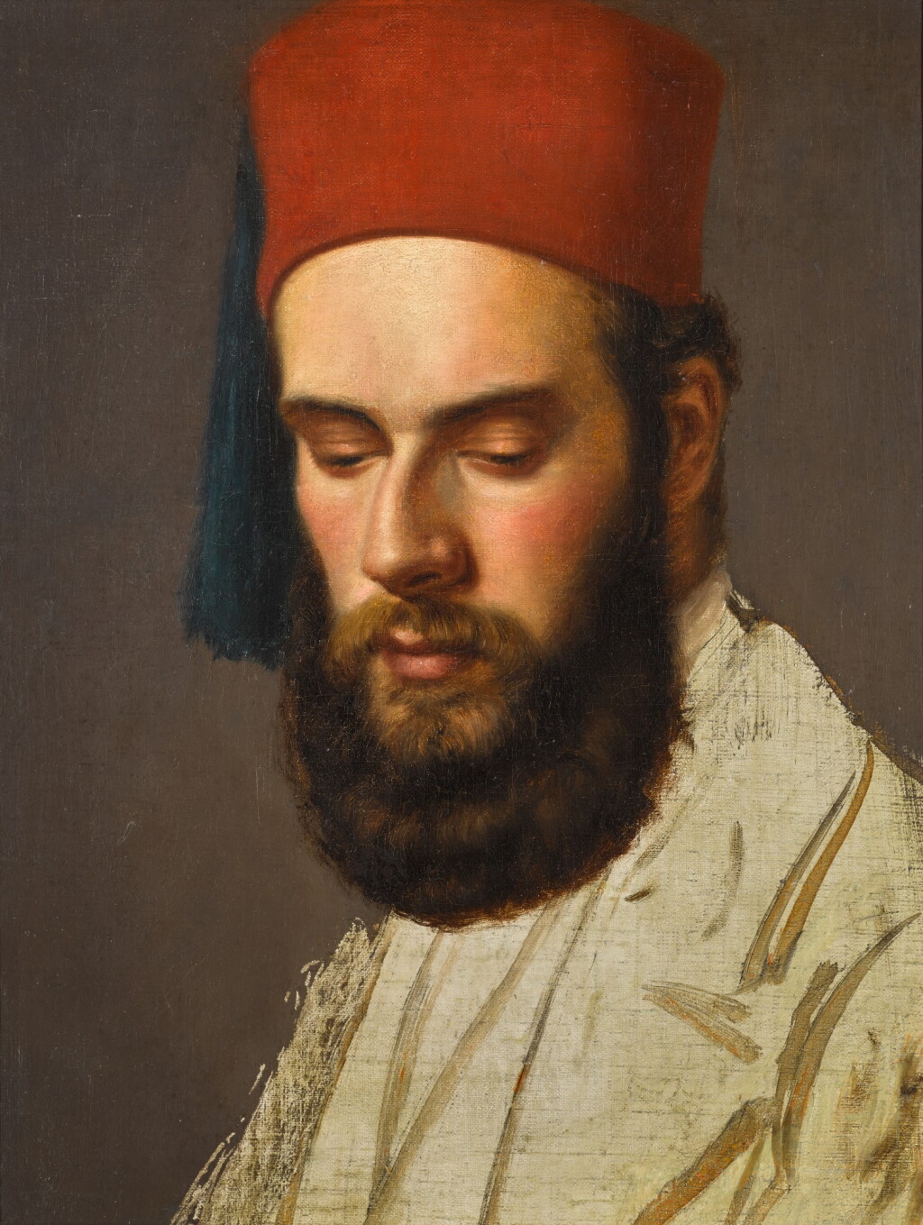 View full screen - View 1 of Lot 453. Portrait study of a gentleman, bust-length, wearing a fez.