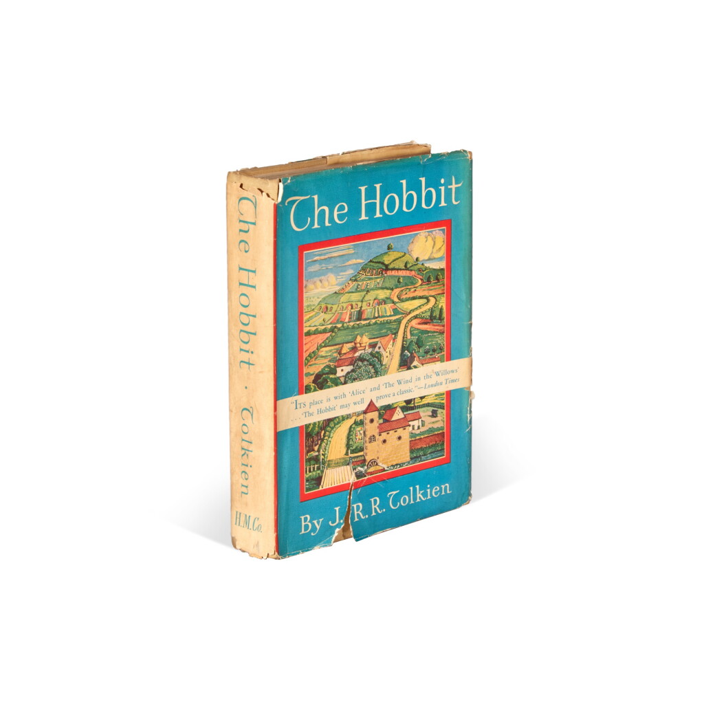 View full screen - View 1 of Lot 373. J.R.R. Tolkien | The Hobbit, 1938, first American edition, first issue, signed presentation copy, with Tolkien's annotations.