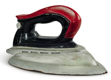 View full screen - View 1 of Lot 1417. CARVED AND POLYCHROME-PAINTED PINE 'CLOTHING IRON' TRADE SIGN, EARLY 20TH CENTURY.