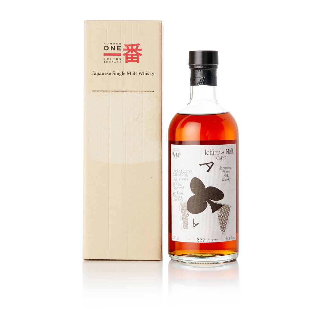 View full screen - View 1 of Lot 1576. 羽生 Hanyu Ichiro's Malt Card Series Ace of Clubs 59.4 abv 2000 (1 BT70).