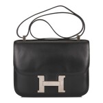 Hermès Black Constance 23cm of Box Leather with Palladium Hardware